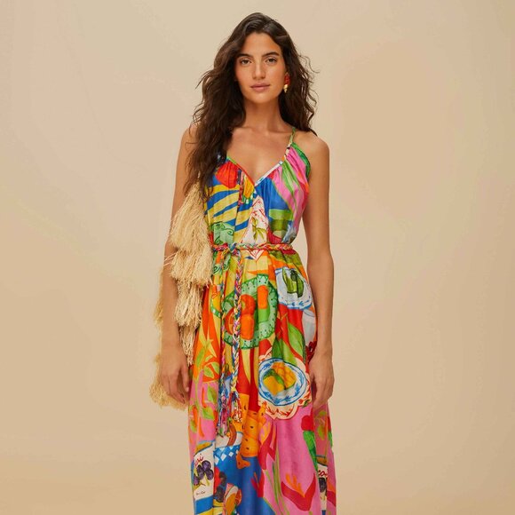 FARM Rio Dresses & Skirts - FARM Rio Multicolor Summer Picnic Midi Dress Size SSUMMER PICNIC MULTICOLOR / S